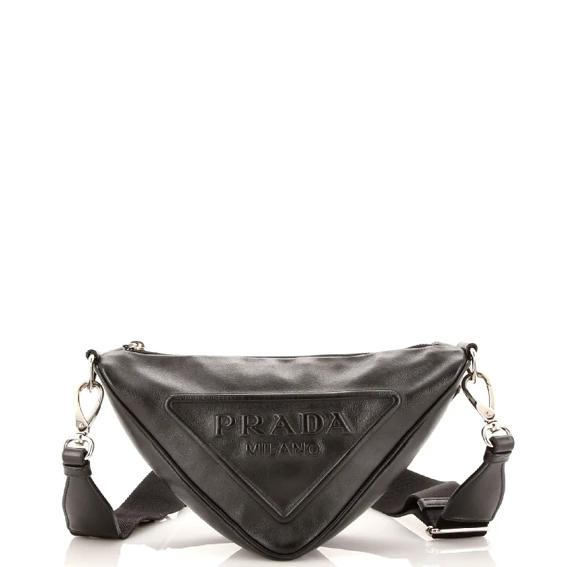 Triangle Logo Zip Crossbody Bag Embossed Grace Lux Small