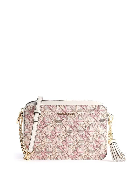 MICHAEL Michael Kors Jet Set Graphic Logo Crossbody Bag, Smokey Rose Multi