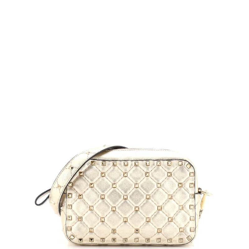 Rockstud Spike Camera Crossbody Bag Quilted Leather Small