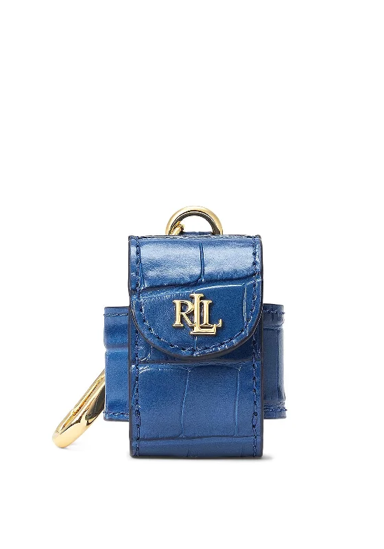 Ralph Lauren Embossed Leather Airpods Case, Indigo Sail