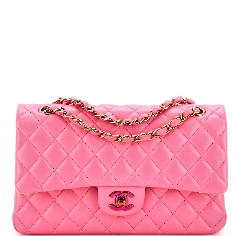 Classic Double Flap Bag Quilted Lambskin with Rainbow Hardware Medium