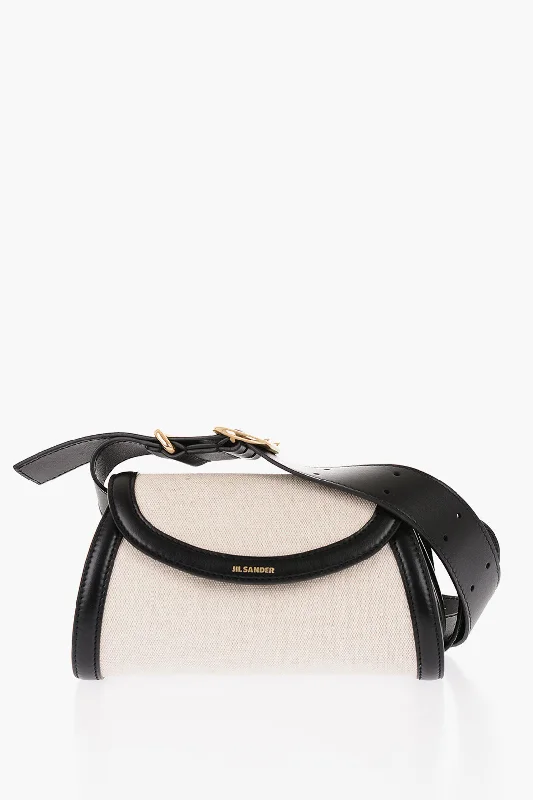 Jil Sander Canvas Cannolo Crossbody Bag With Leather Shoulder Strap Unica One Size