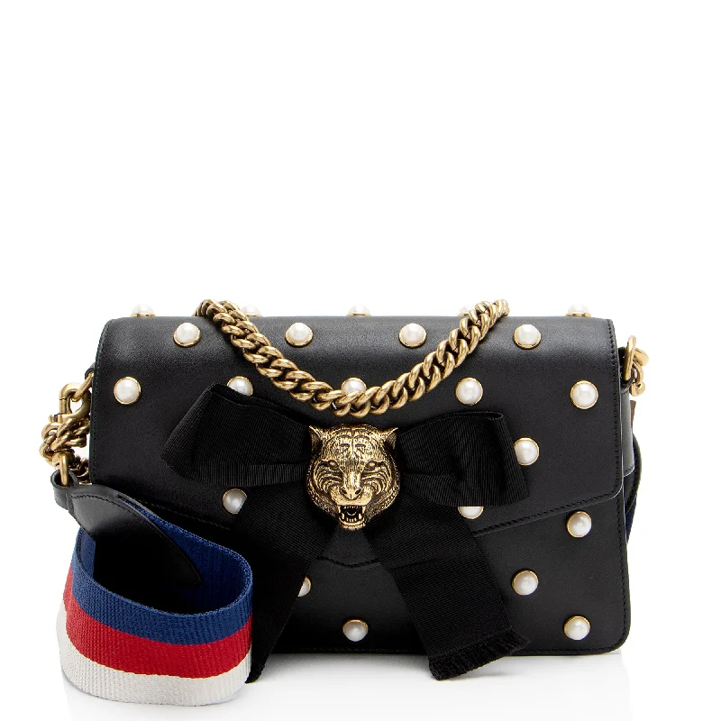 Gucci Calfskin Pearl Tiger Broadway Mini Shoulder Bag