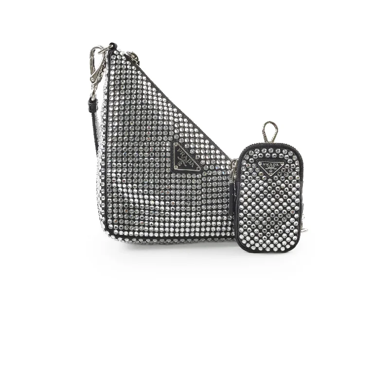 Prada Triangle Crossbody Bag with Crystals