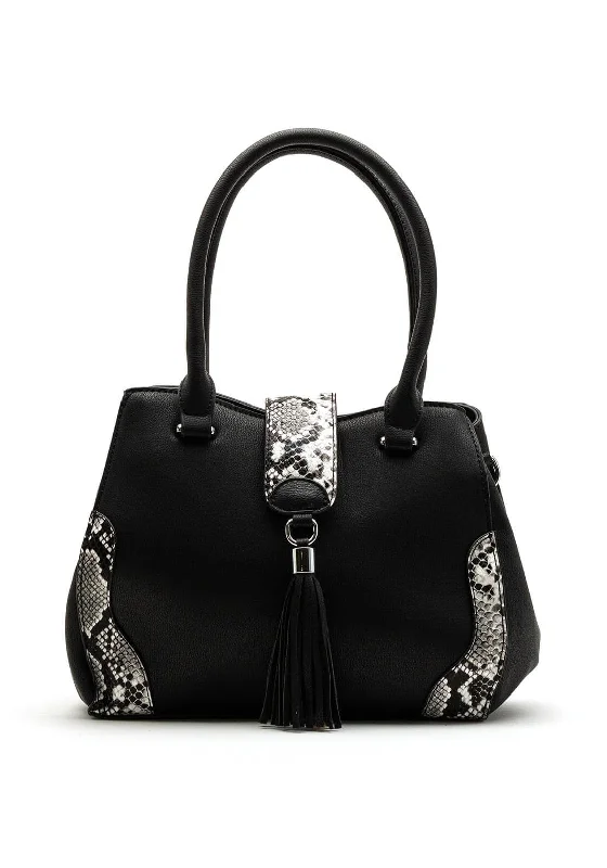 Zen Collection Snake Print Shoulder Bag, Black