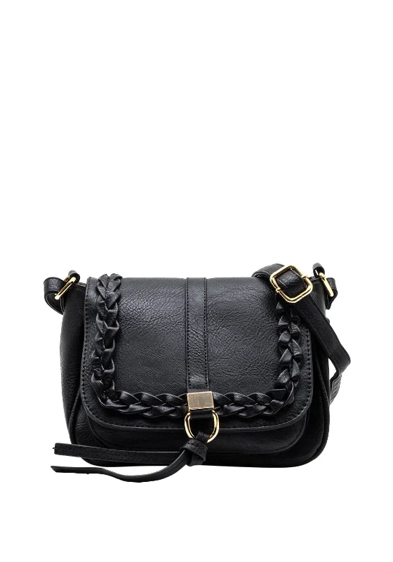 Zen Collection Plait Detail Crossbody Bag, Black