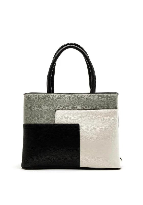 Zen Collection Geo Print Tote Bag, Black & Grey & White