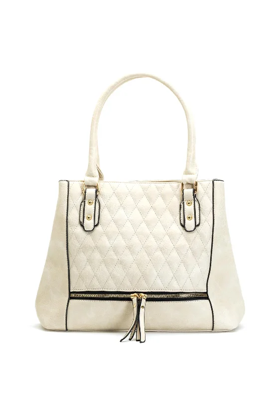 Zen Collection Quilted Shopper Bag, Beige