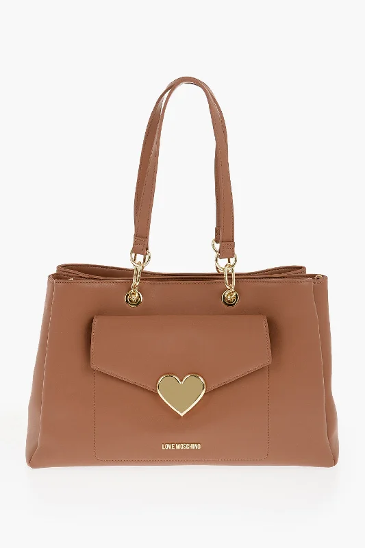 Moschino Love Faux Leather Tote Bag With Golden Logo