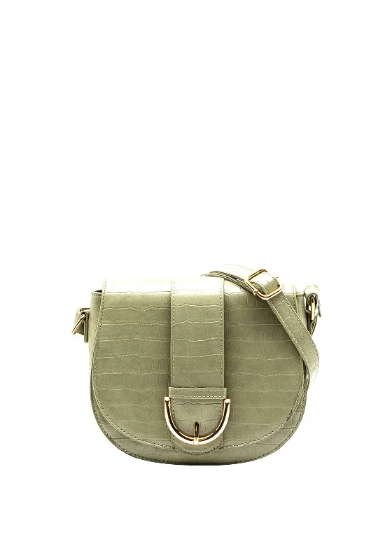 Zen Collection Crocodile Print Crossbody Bag, Sage