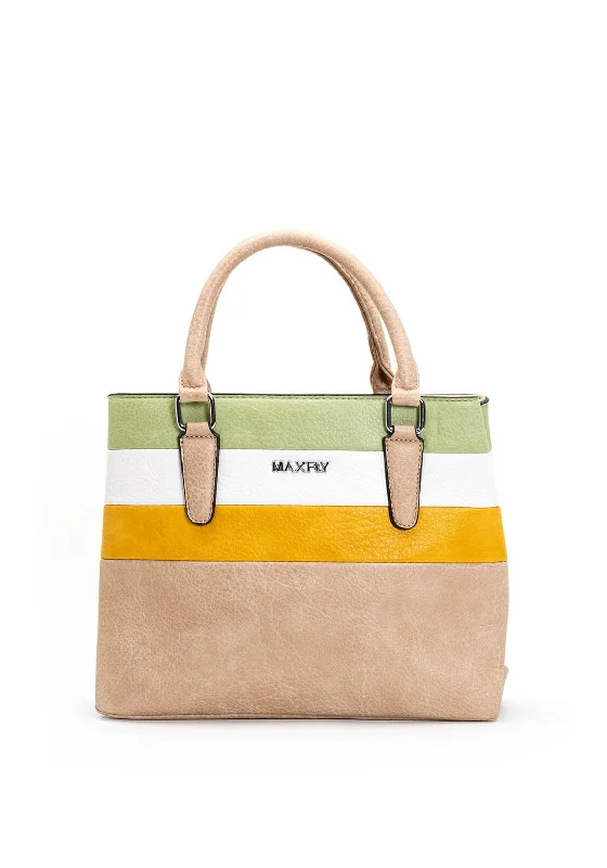 Zen Collection Colour Block Grab Bag, Beige