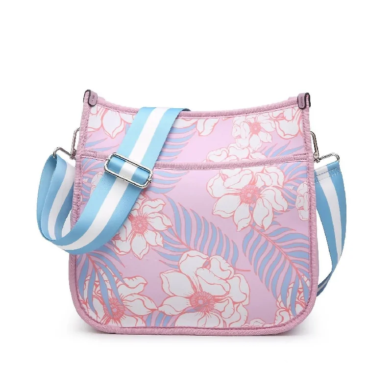 Jolee Neoprene Crossbody Purse In Tropical Lavender