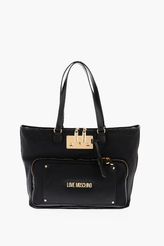 Moschino Love Nylon Tote Bag With Golden Details