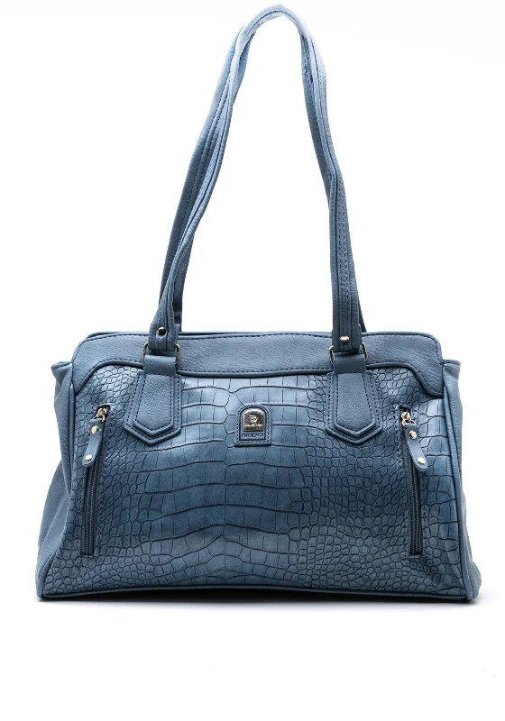 Zen Collection Snake Print Shoulder Bag, Blue