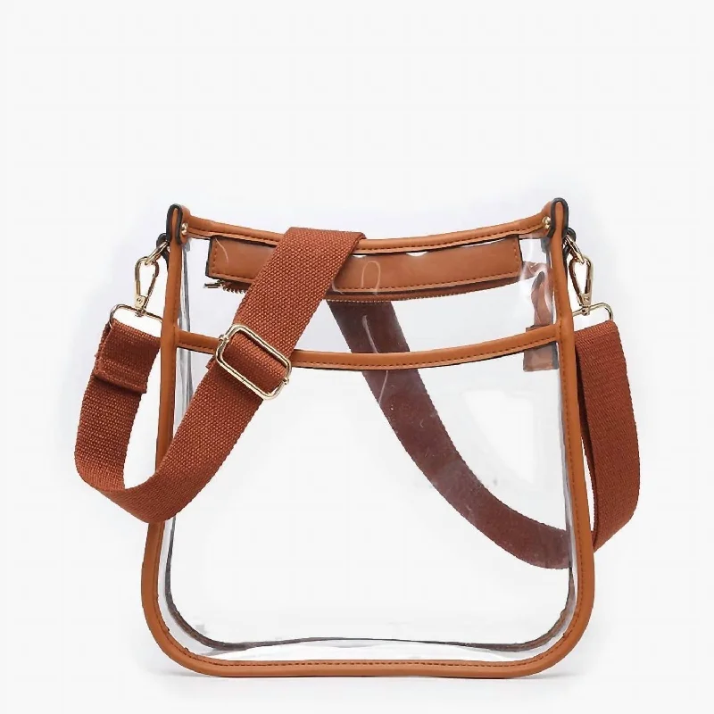 Posie Clear Crossbody W/ Vegan Leather In Brown