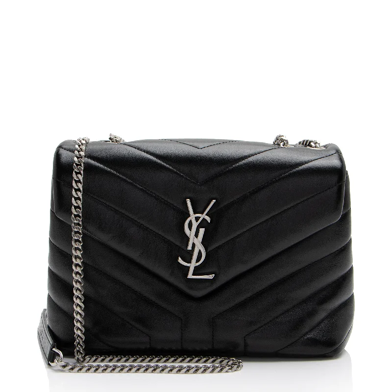 Saint Laurent Matelasse Calfskin Monogram LouLou Chain Small Crossbody