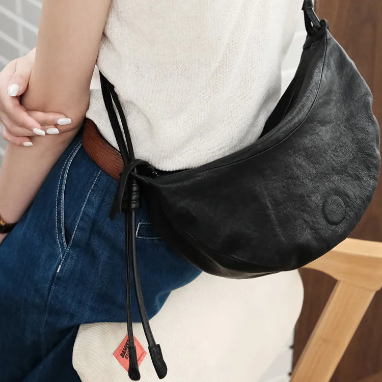 Hobo Women Soft Leather Shoulder Bag Black Crossbody Purses For Women