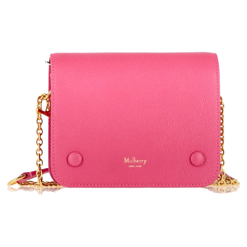 Mulberry Small Grain Clifton Chain Crossbody Bag in Pink Leather