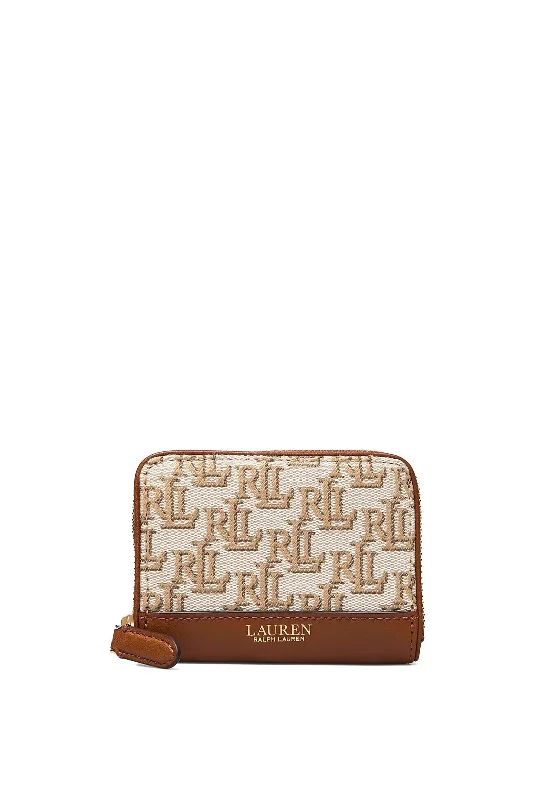 Ralph Lauren Small Zip Wallet, Tan Multi