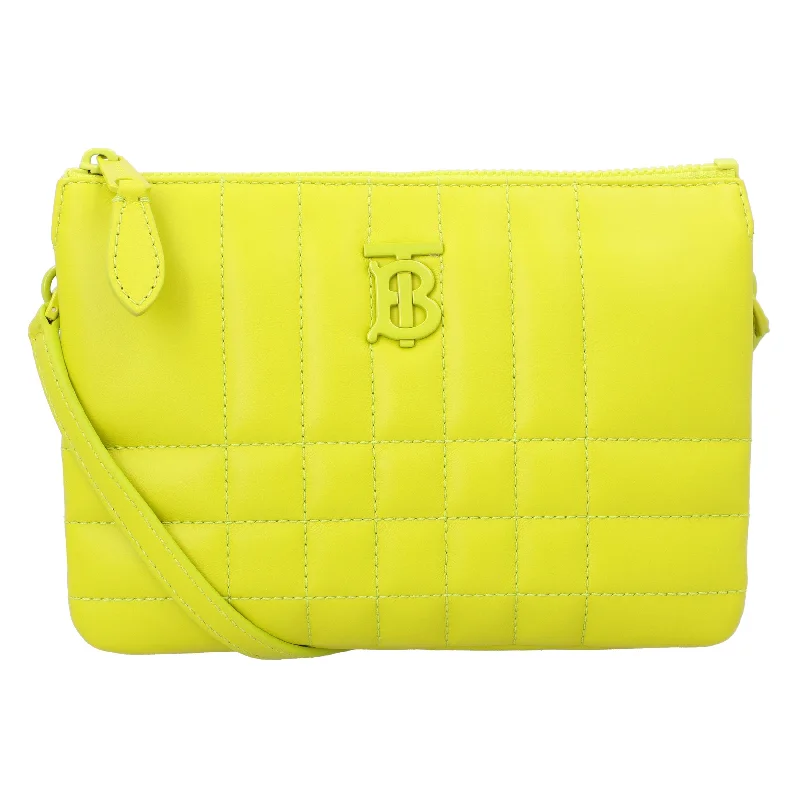 Burberry Lola Quilted Twin Pouch Vivid Lime Yellow