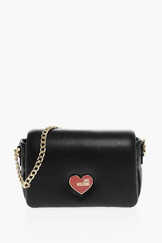 Moschino Love Faux Leather Crossbody Bag With Golden Chain