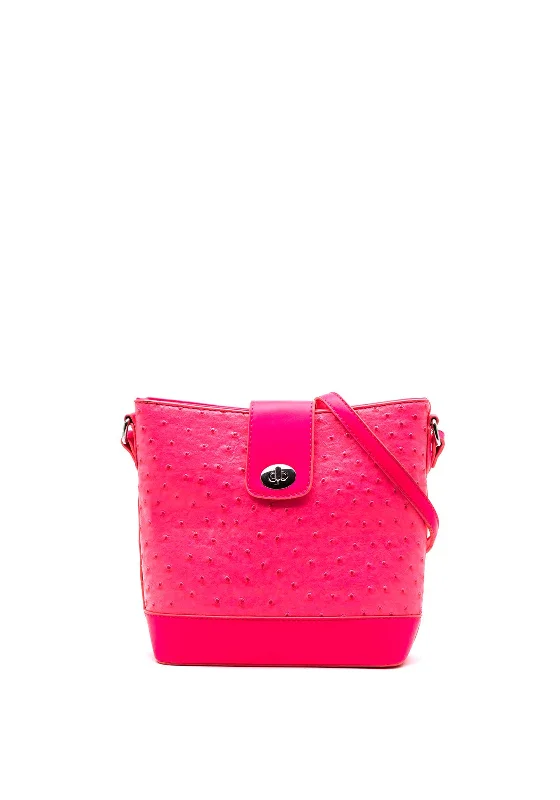 Zen Collection Twist Lock Small Crossbody Bag, Neon Pink