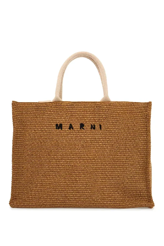 Marni Large Raffia Effect Tote Bag