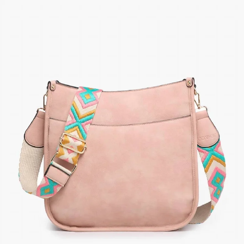 Chloe Crossbody With Guitar Strap In Pink