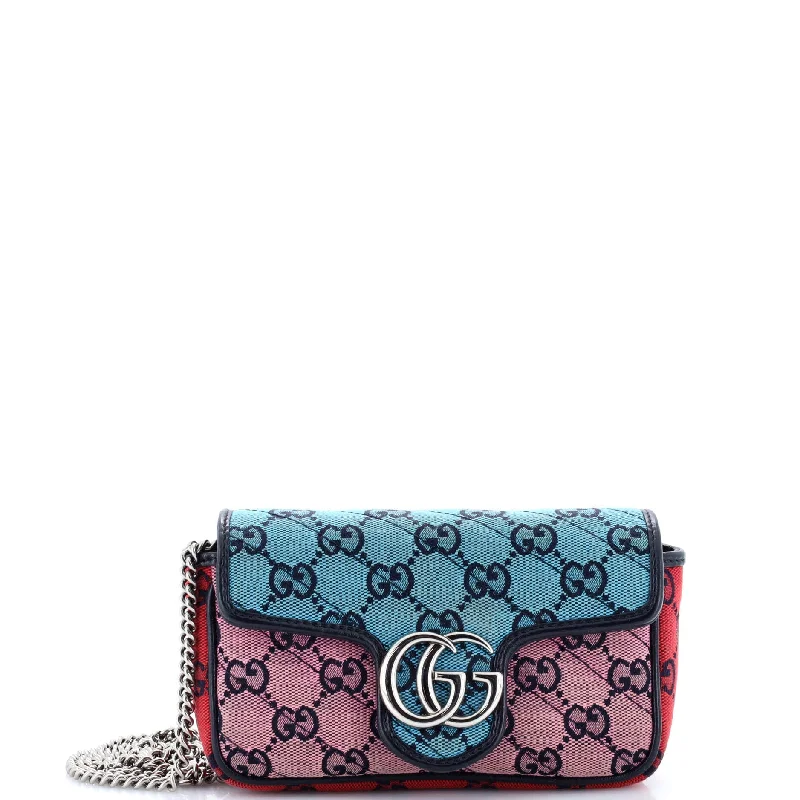 GG Marmont Flap Bag Diagonal Quilted GG Canvas Super Mini