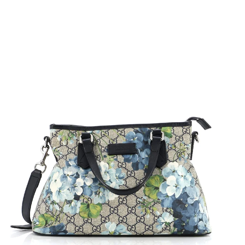 Convertible Tote Blooms Print GG Coated Canvas Small