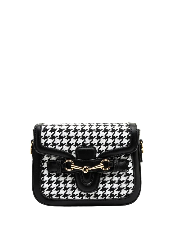 Zen Collection Houndstooth Small Crossbody Bag, Black