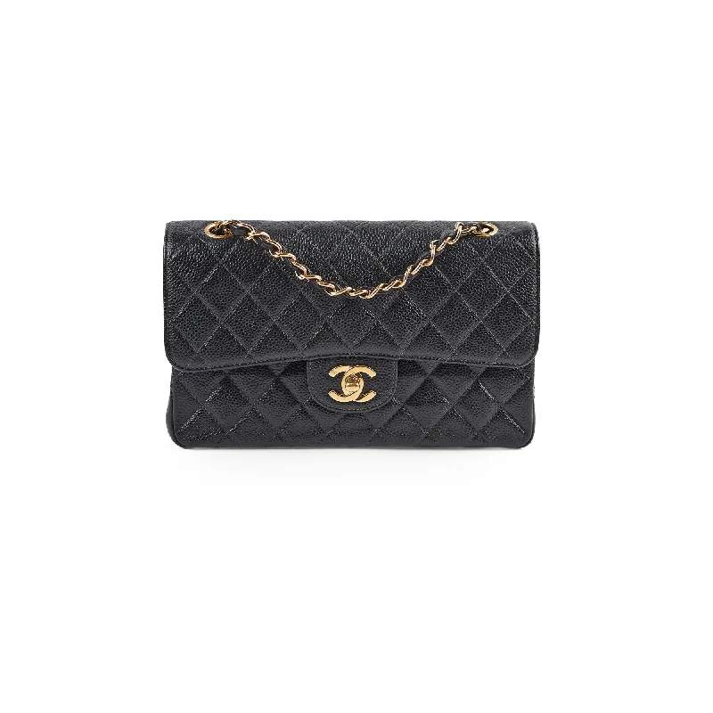 Chanel Vintage Small Caviar Classic Flap Black 24k Gold Plating 7 Series