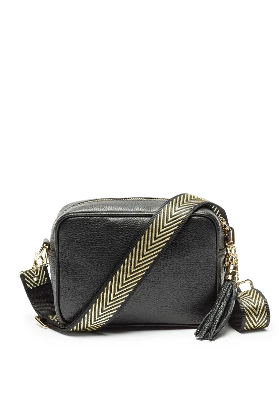 Elie Beaumont Gold Strap Crossbody Bag, Black