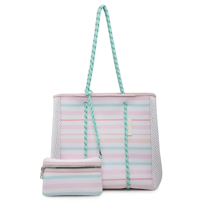 Meribella Multifunctional Neoprene Tote And Pouch In Multi Stripe