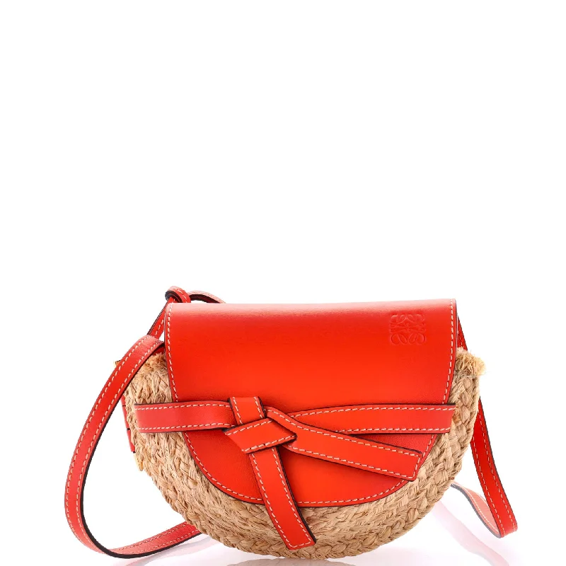 Gate Leather Shoulder Leather with Raffia Mini