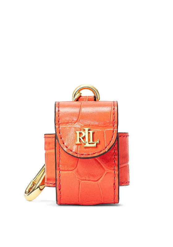 Ralph Lauren Embossed Leather Airpods Case, Hyannis Port Orange