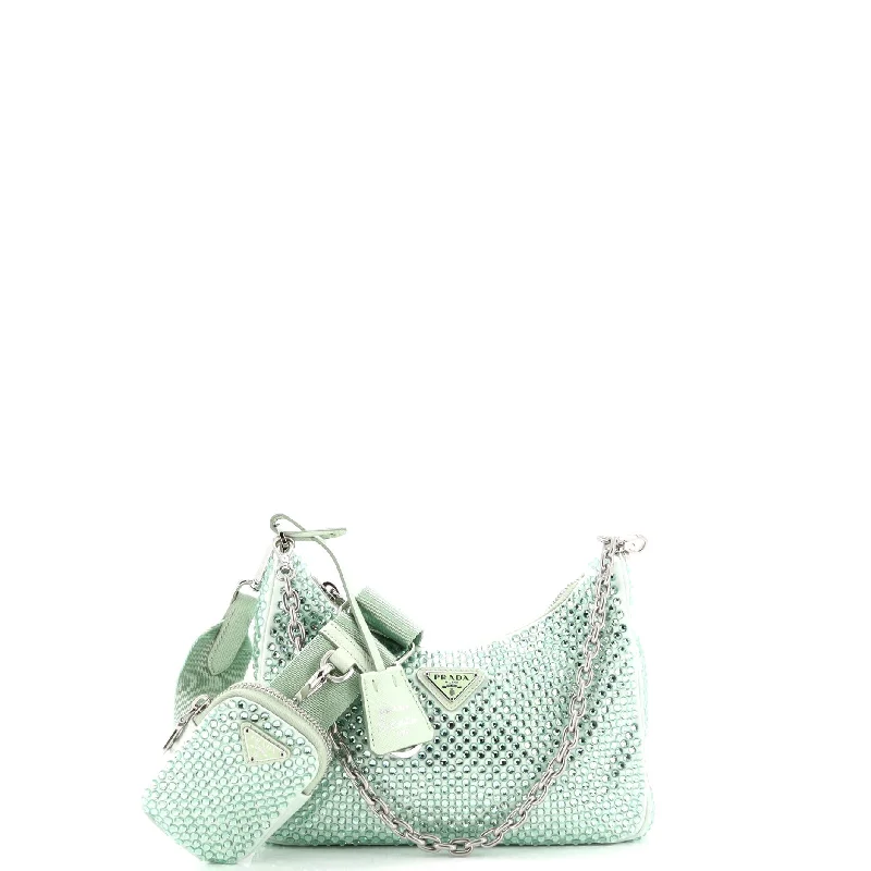 Re-Edition 2005 Shoulder Bag Crystal Embellished Satin Small