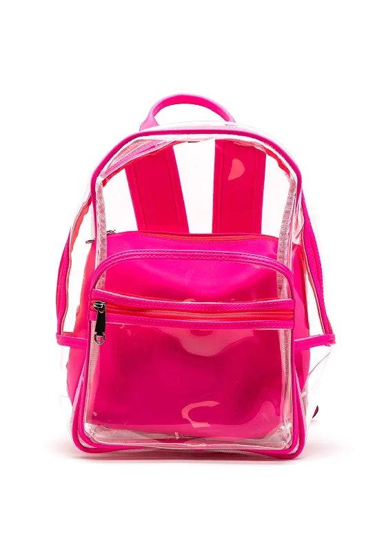 Zen Collection Neon Retro Clear Backpack, Pink