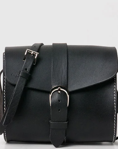 Handmade Leather purse crossbody bag black for women leather shoulder bag