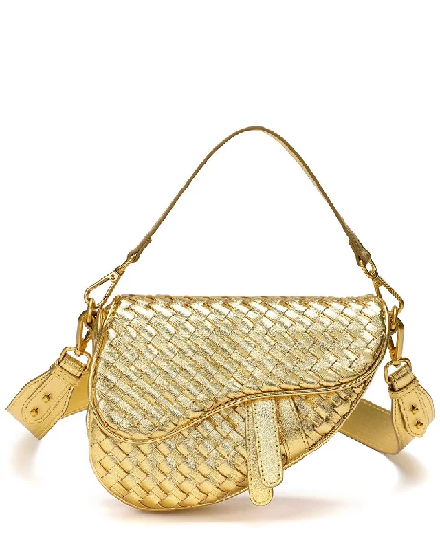 Tiffany & Fred Paris Hand-Woven Leather Saddle Bag