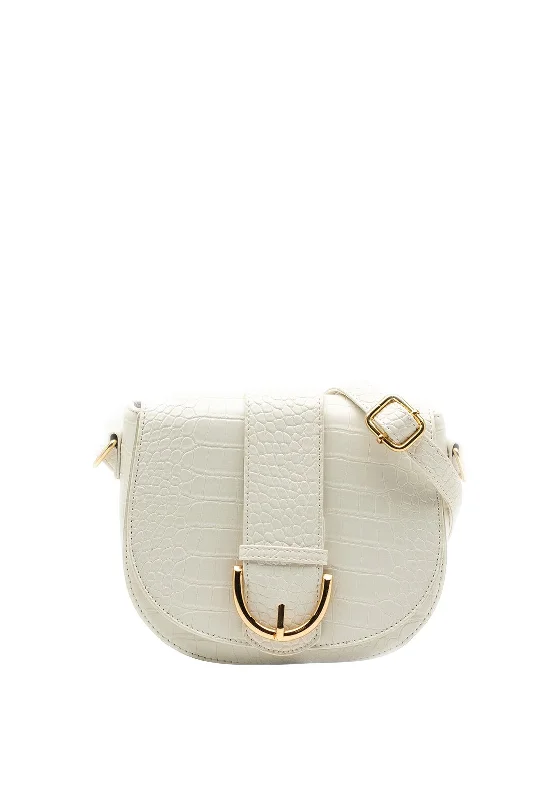 Zen Collection Crocodile Print Crossbody Bag, White