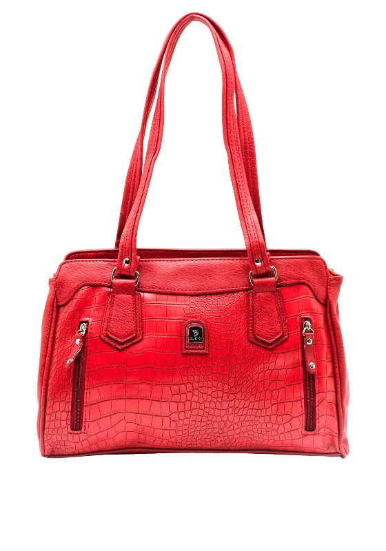 Zen Collection Croc Print Medium Shoulder Bag, Red