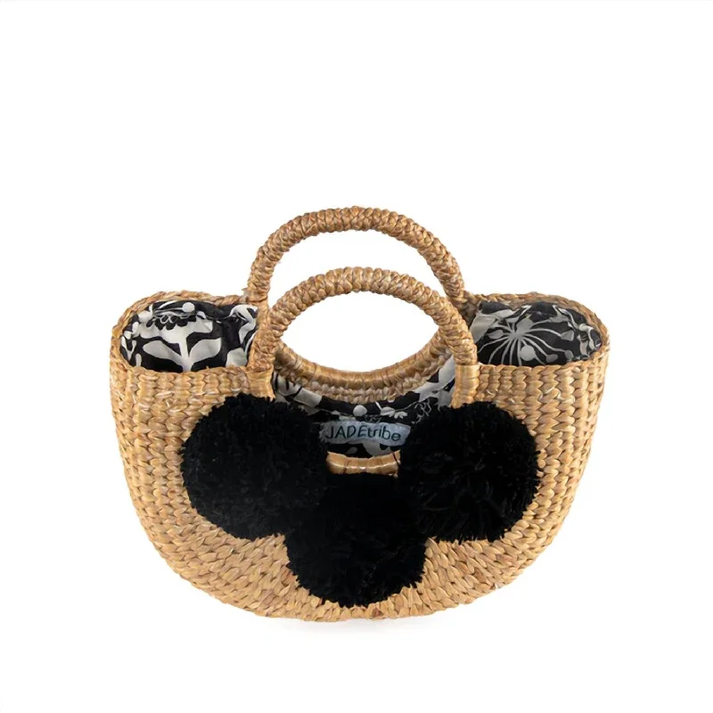 Sabai Basket Mini 3 Pom In Natural/black