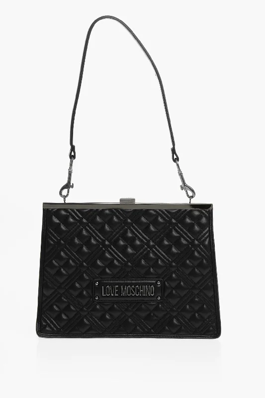 Moschino Love Quilted Faux Leather Crossbody Bag With Ton On Ton Logo