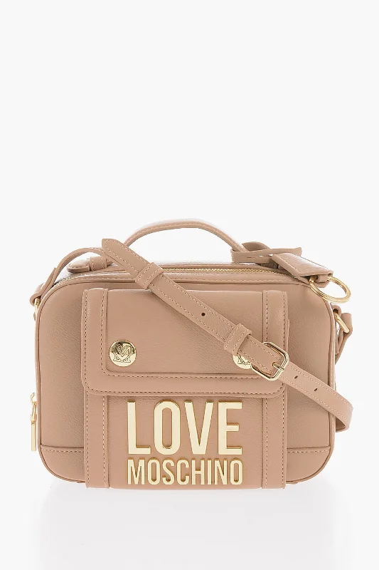 Moschino Love Faux Leather Crossbody Bag With Golden Logo