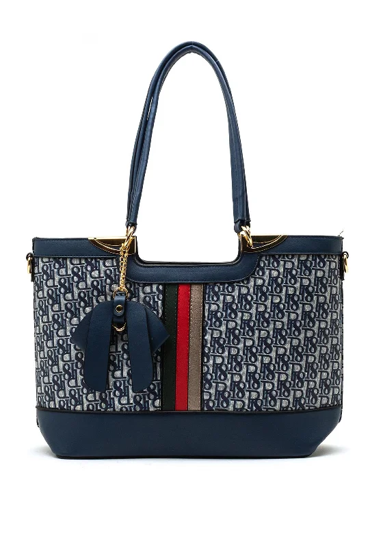 Zen Collection Logo Print Mix Medium Zip Tote, Blue