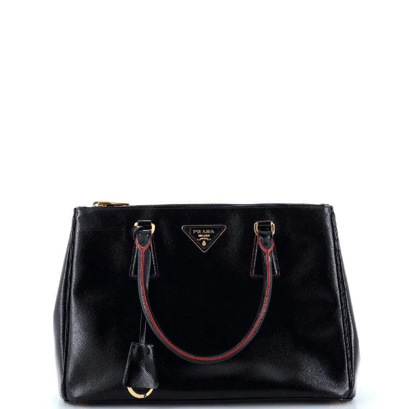 Double Zip Lux Tote Vernice Saffiano Leather Small