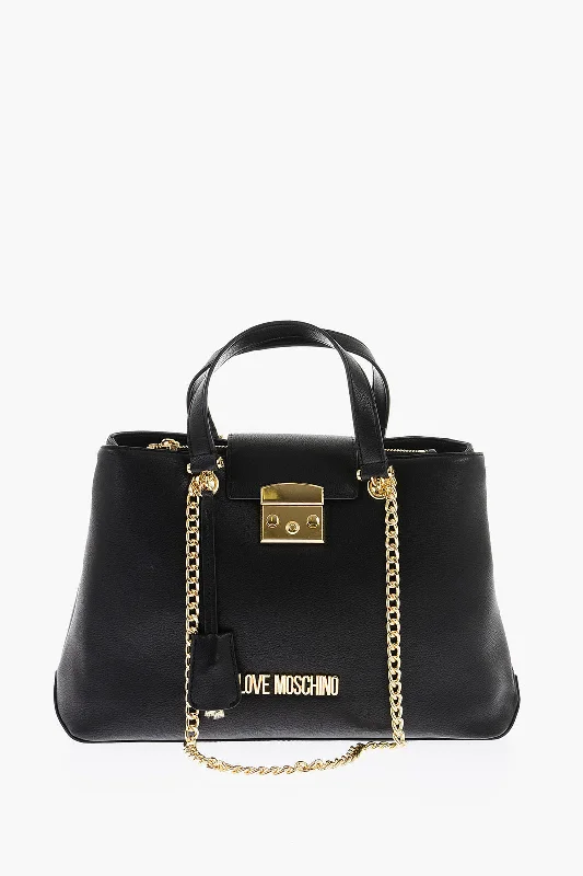 Moschino Love Textured Faux Leather Lucille Tote Bag With Double Comp