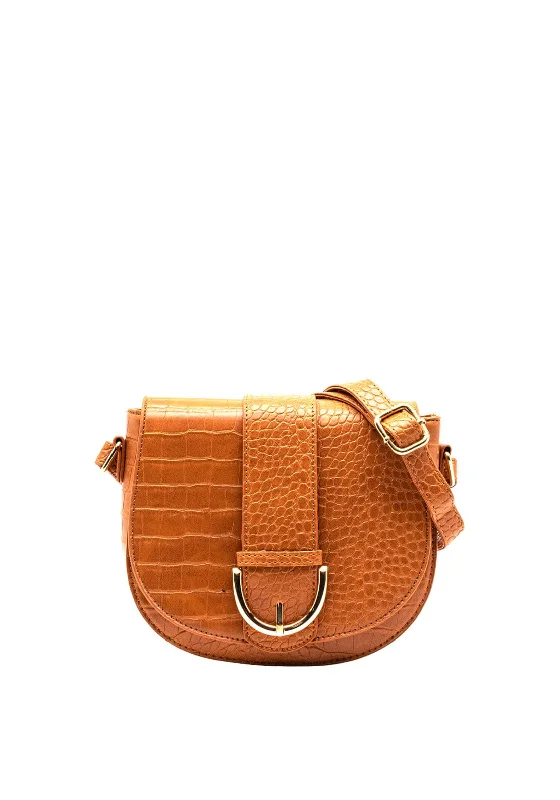 Zen Collection Crocodile Print Crossbody Bag, Tan