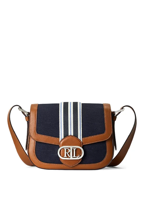 Lauren Striped Canvas Addie Crossbody Bag, Lauren Navy